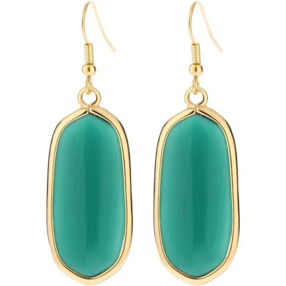 Natural Crystal Stone Dangle Earrings Gold Plated Drop Earrings for Women Gift - Picture 1 of 8